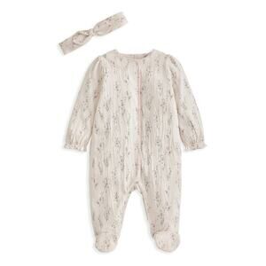 Mamas & Papas Lavender Floral All-In-One-Piece Footed Outfit Girls 6-9 Months